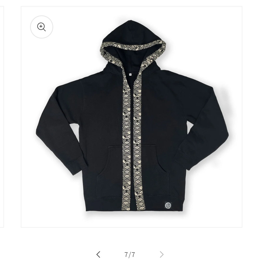 ShoyuDrip Happi Hoodie with cat trim - Black, Medium, Unisex